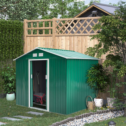 High-Quality Green Metal Garden Shed - 9x6ft Storage Container w/ Door & Roof - Buy Now! - Hot Tub Shop
