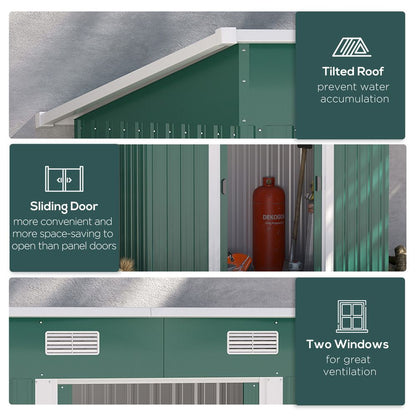 Premium 7x4ft Green Metal Storage Shed | Durable & Spacious | Perfect for Tools & Bikes - Hot Tub Shop