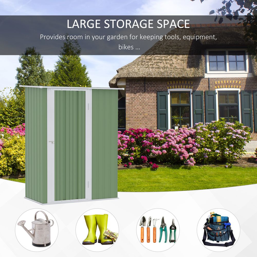 Durable Lockable Green Garden Storage Shed, 142x84x189cm - Hot Tub Shop