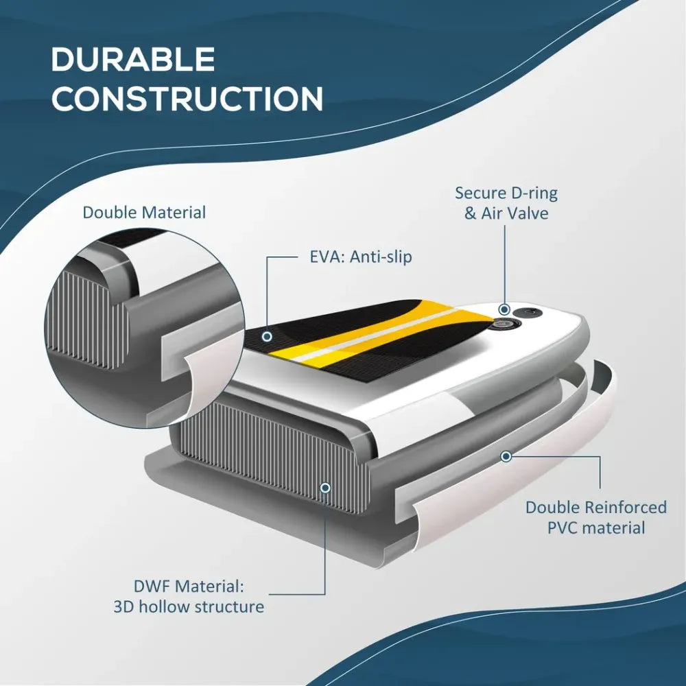 10ft Inflatable Paddle Stand Up Board, Adjustable Paddle Non-Slip Deck Board - Hot Tub Shop