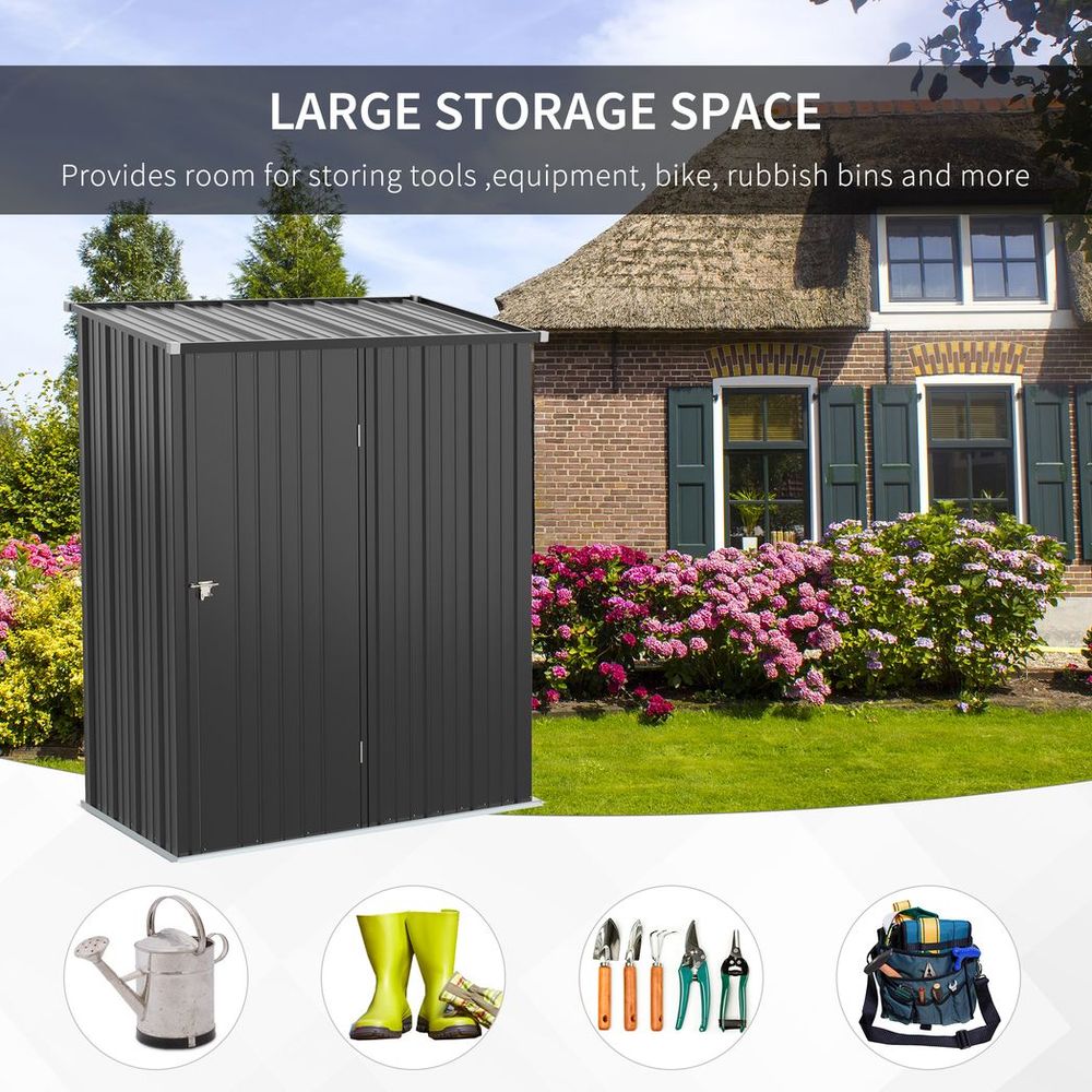 Spacious Steel Garden Shed | Lockable Door | Water-Resistant | Sloped Roof | 196H x 161.5W x 94.5Dcm - Hot Tub Shop