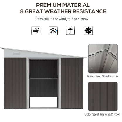 11.3 x 9.2ft Steel Garden Shed Metal Tool House Double Doors & 2 Air Vents, Grey - Hot Tub Shop