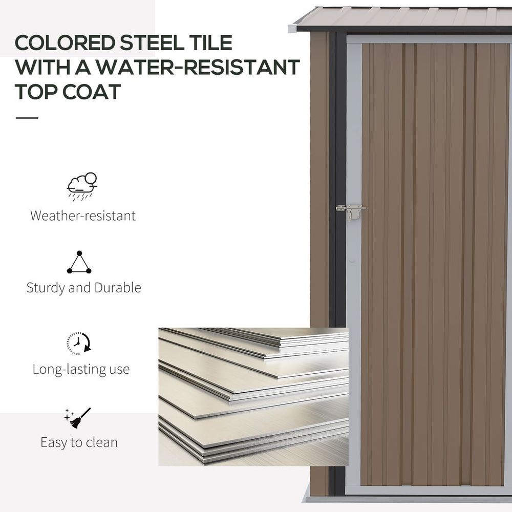 Premium Steel Garden Shed Brown | Lockable Door | Weather-resistant | Outdoor Storage Solution - Hot Tub Shop