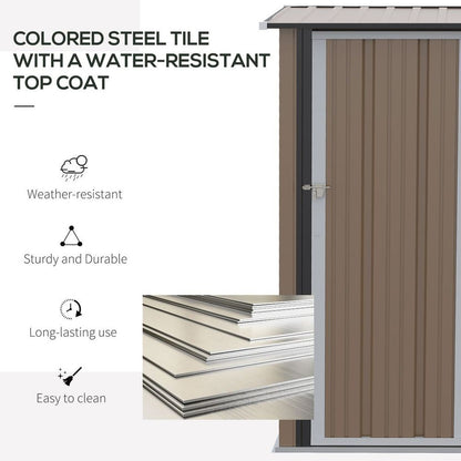 Premium Steel Garden Shed Brown | Lockable Door | Weather-resistant | Outdoor Storage Solution - Hot Tub Shop