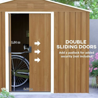 Outsunny 8 x 6ft Garden Storage Shed with Double Door Chocolate Wood Effect