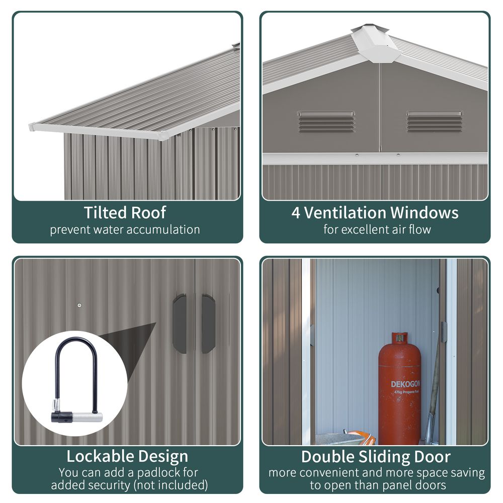 Outsunny 6.5x3.5ft Metal Garden Shed for Garden and Outdoor Storage, Grey - Hot Tub Shop