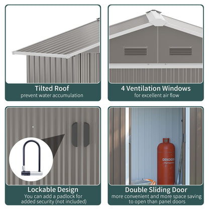 Outsunny 6.5x3.5ft Metal Garden Shed for Garden and Outdoor Storage, Grey - Hot Tub Shop