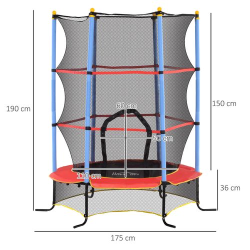 HOMCOM Trampoline for Kids w/Enclosure Net Built-in Zipper 3-10 Year