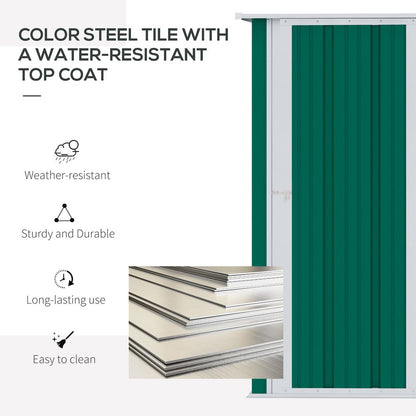 4.7ft x 2.8ft Garden Shed Steel Sloped Roof Door w/ Latch Green - Hot Tub Shop