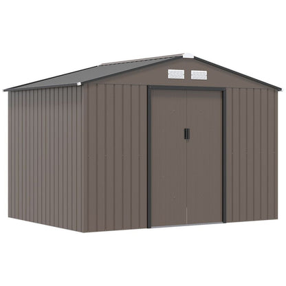 9 X 6FT Garden Shed Sliding Door Galvanised Metal - Brown - Hot Tub Shop