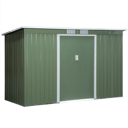 High-Quality 9ft x 4.25ft Corrugated Metal Shed with Foundation Vent Doors - Green