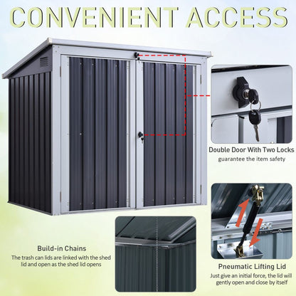 Heavy-Duty Steel Garden Storage Shed | Double Door & Lid | Trash Can Cover - Hot Tub Shop