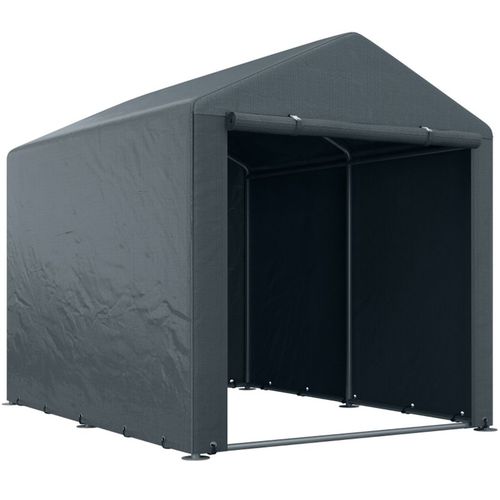 Outsunny 1.6 x 2.2m Garden Storage Shed Tent, Portable Shed Shelter with Galvanised Steel Frame and Large Door, for Motorbike, Garden Tools, Bike Storage, Dark Grey
