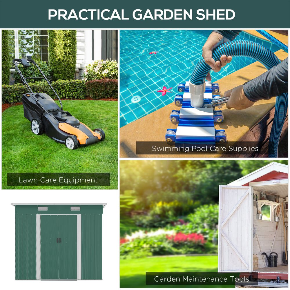 Premium 7x4ft Green Metal Storage Shed | Durable & Spacious | Perfect for Tools & Bikes - Hot Tub Shop