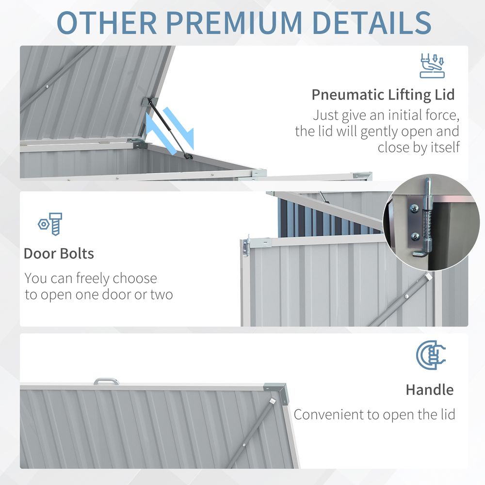 Outsunny Steel Rubbish Storage Shed - Double Doors, Weather-Resistant, 2-Bin Capacity - Hot Tub Shop