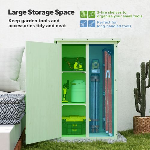 Outsunny Garden Shed Outdoor Tool Storage w/ 2 Shelves 75 x 56 x115cm Green