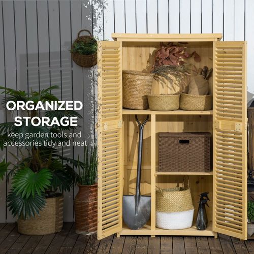 87 x 47 x 160cm Wooden Garden Storage Shed w/ Asphalt Roof, Natural - Hot Tub Shop