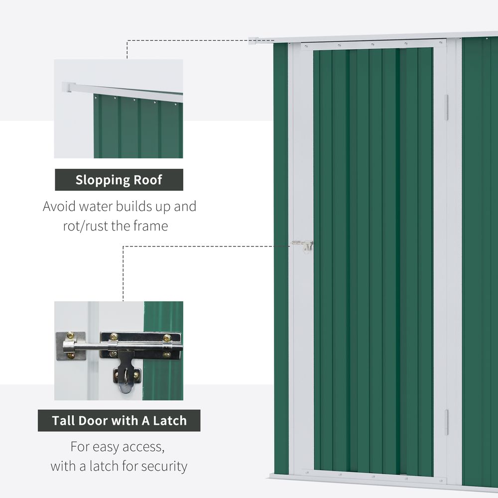 4.7ft x 2.8ft Garden Shed Steel Sloped Roof Door w/ Latch Green - Hot Tub Shop