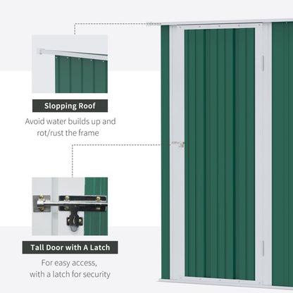 4.7ft x 2.8ft Garden Shed Steel Sloped Roof Door w/ Latch Green - Hot Tub Shop