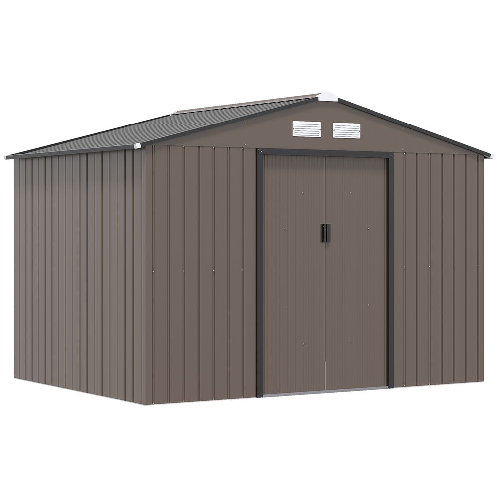 9 X 6FT Garden Shed Sliding Door Galvanised Metal - Brown - Hot Tub Shop