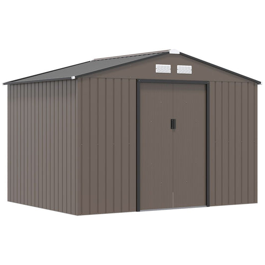 9 X 6FT Garden Shed Sliding Door Galvanised Metal - Brown - Hot Tub Shop