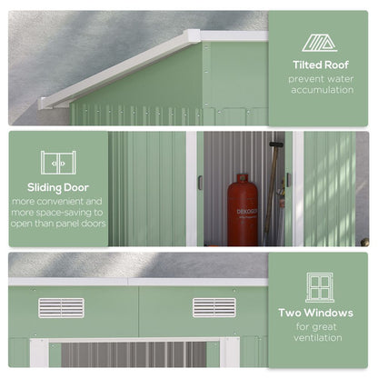 6.8 x 4.3ft Outdoor Garden Storage Shed, Tool Storage Box Green 6.8x4.3ft - Hot Tub Shop