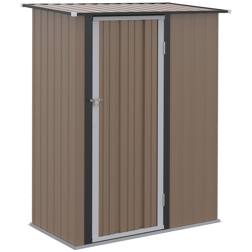 Premium Steel Garden Shed Brown | Lockable Door | Weather-resistant | Outdoor Storage Solution - Hot Tub Shop