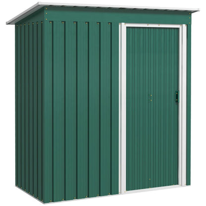 Outsunny 5 x 3ft Garden Storage Shed Sliding Door Sloped Roof Tool Green
