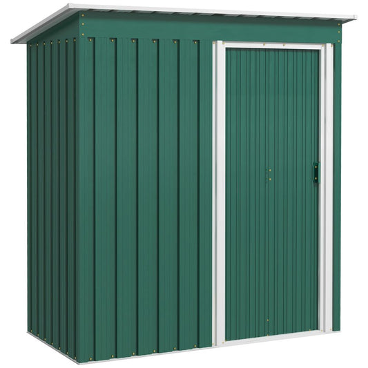 Outsunny 5 x 3ft Garden Storage Shed Sliding Door Sloped Roof Tool Green