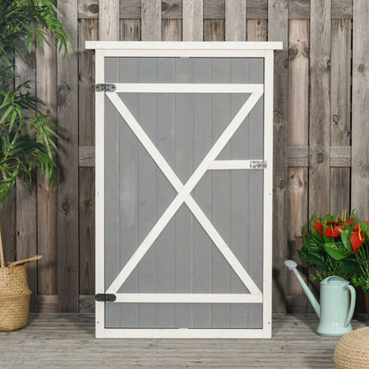 Outsunny Wooden Garden Storage Shed - Fir Wood Tool Cabinet - Hot Tub Shop