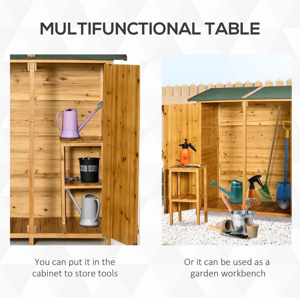 Garden Storage Shed Tool Organizer w/ Table, 140x75x157cm, Natural - Hot Tub Shop