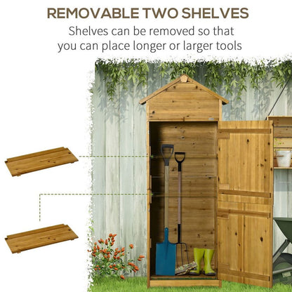 Premium Wooden Garden Storage Shed Tool Cabinet - Lockable Doors, Weather-Resistant, High-Quality - 191.5x79x49cm - Hot Tub Shop