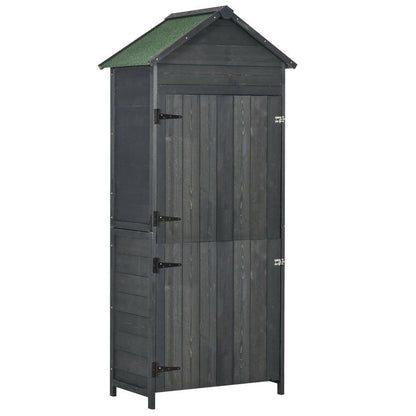 Outsunny Wooden Garden Shed - Utility Tool Storage Cabinet - Grey - Hot Tub Shop