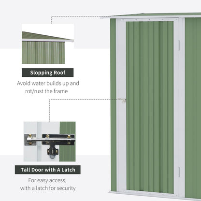 Durable Lockable Green Garden Storage Shed, 142x84x189cm - Hot Tub Shop