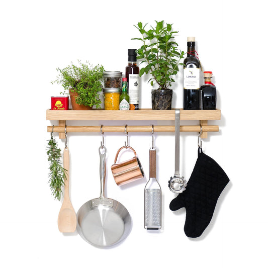Wireworks Utensils Rail Shelf Oak