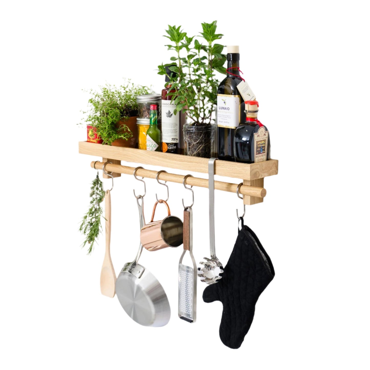 Wireworks Utensils Rail Shelf Oak