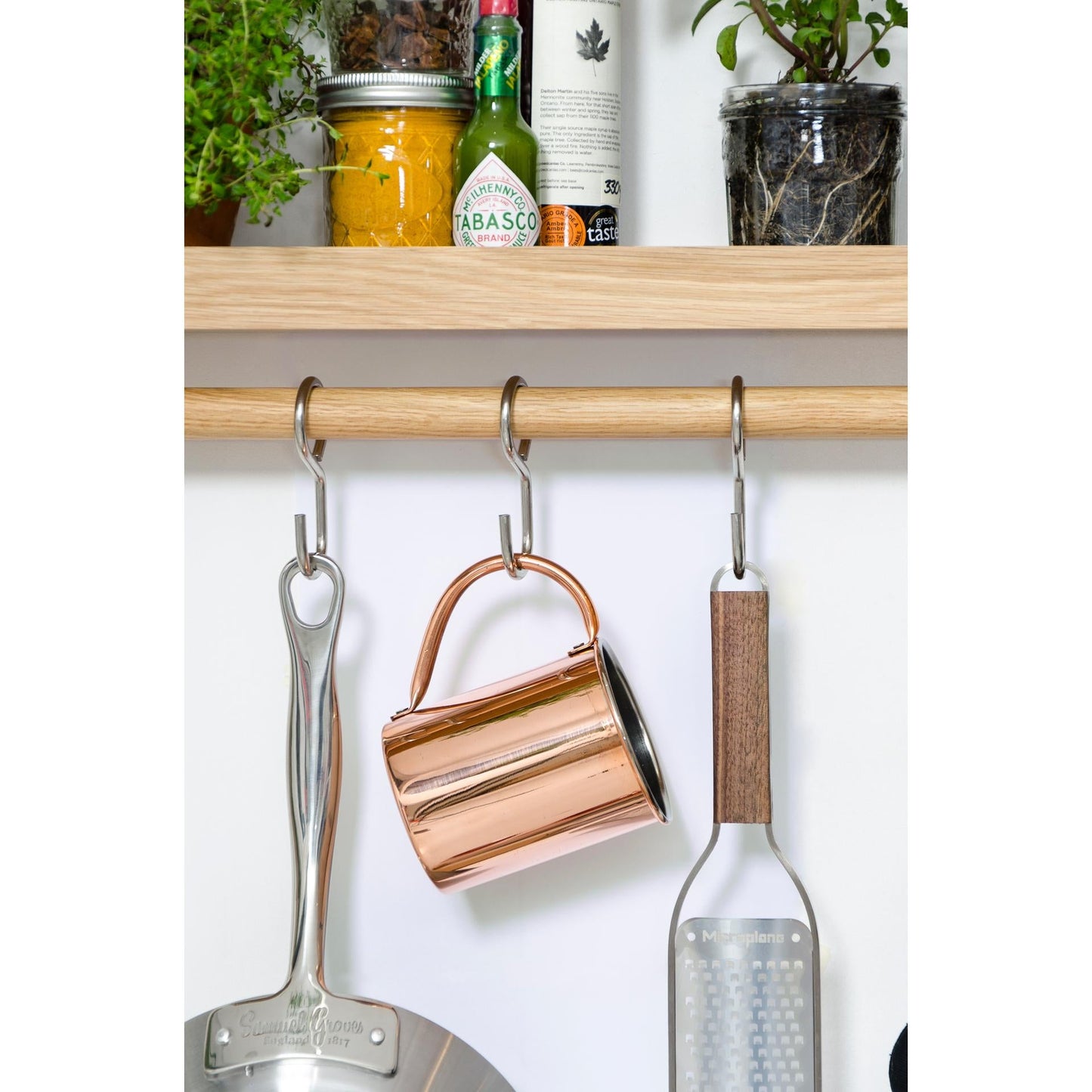 Wireworks Utensils Rail Shelf Oak