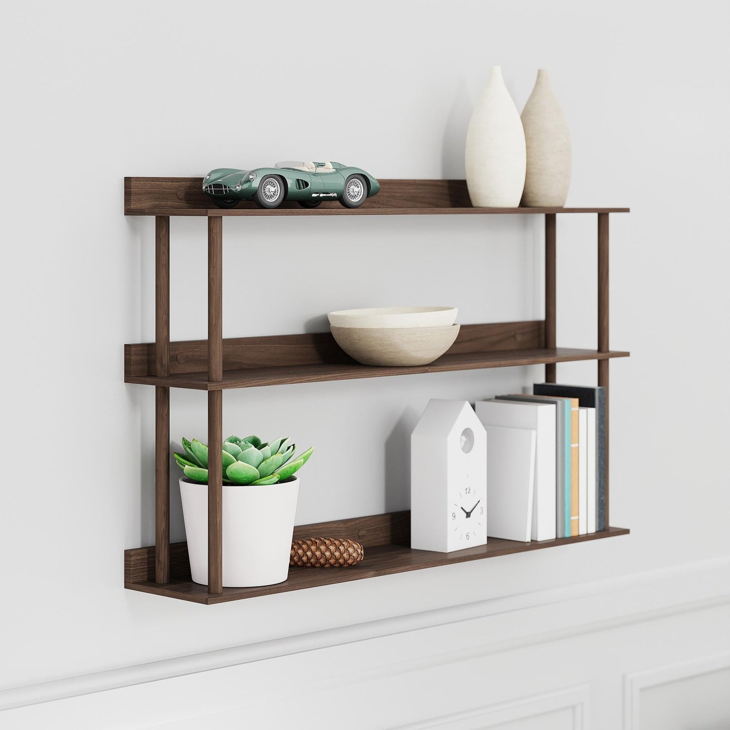 Wireworks Wall Shelf Platform 3 Walnut