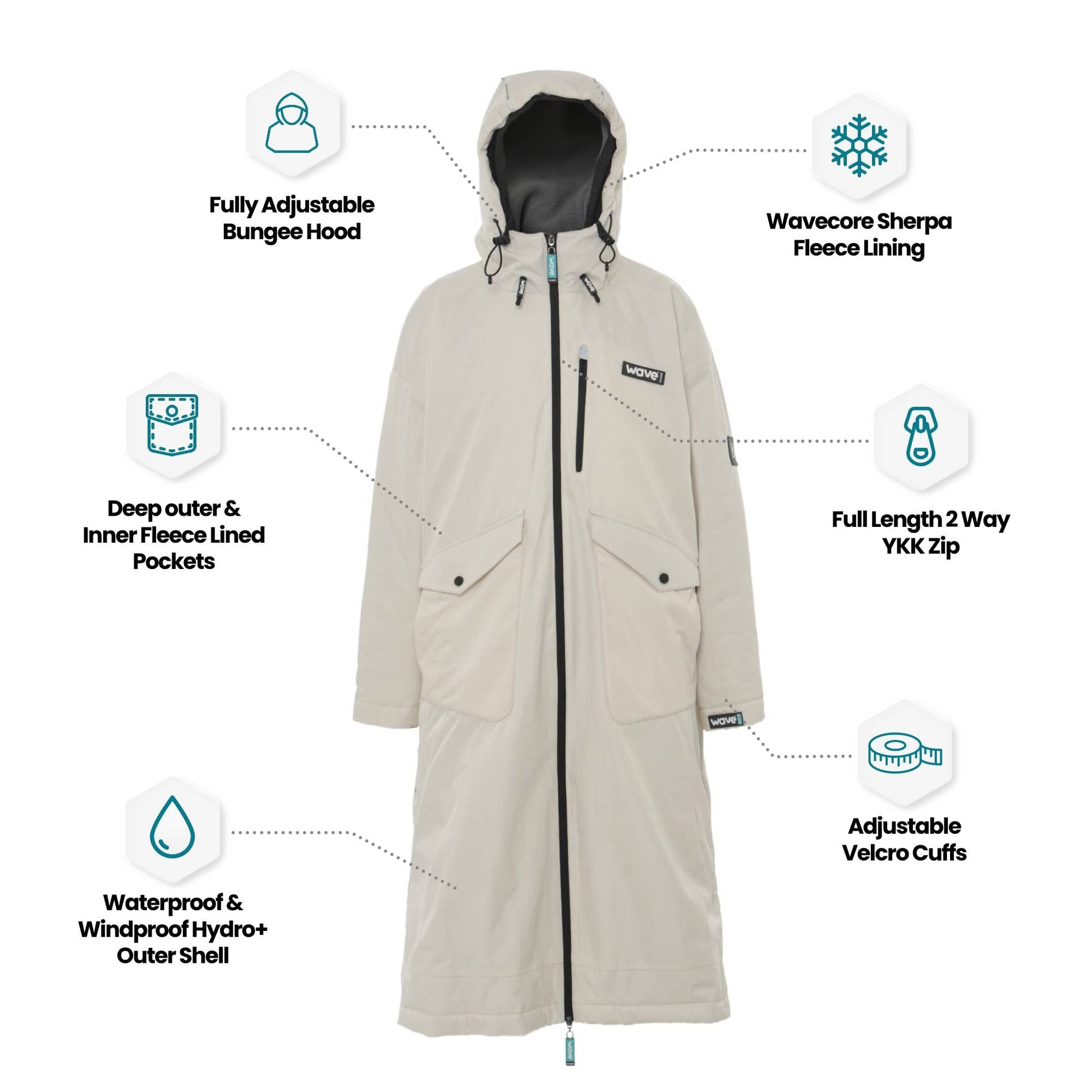 Wave 3 in 1 Hot Tub Changing Robe | Waterproof & Windproof | Unisex | Ecru Cream - Hot Tub Shop