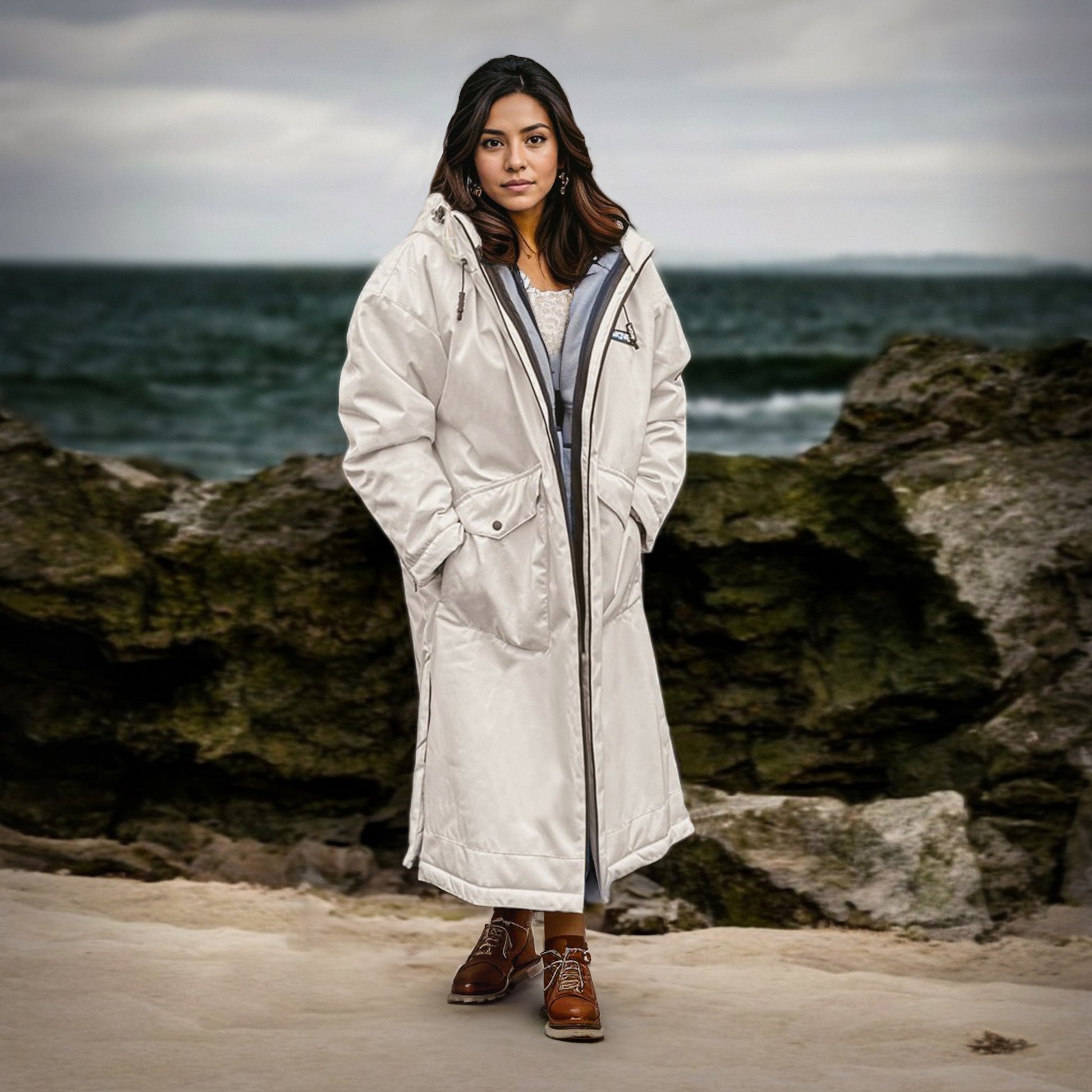 Wave 3 in 1 Hot Tub Changing Robe | Waterproof & Windproof | Unisex | Ecru Cream - Hot Tub Shop