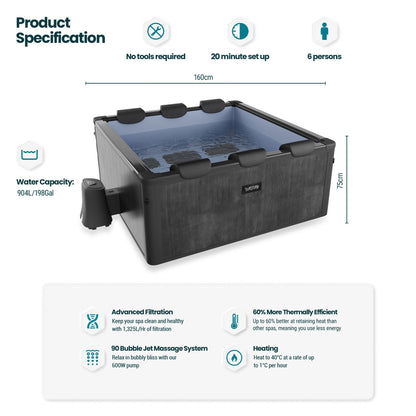 Wave Adriatic 4-6 Person Portable Hard Frame Hot Tub